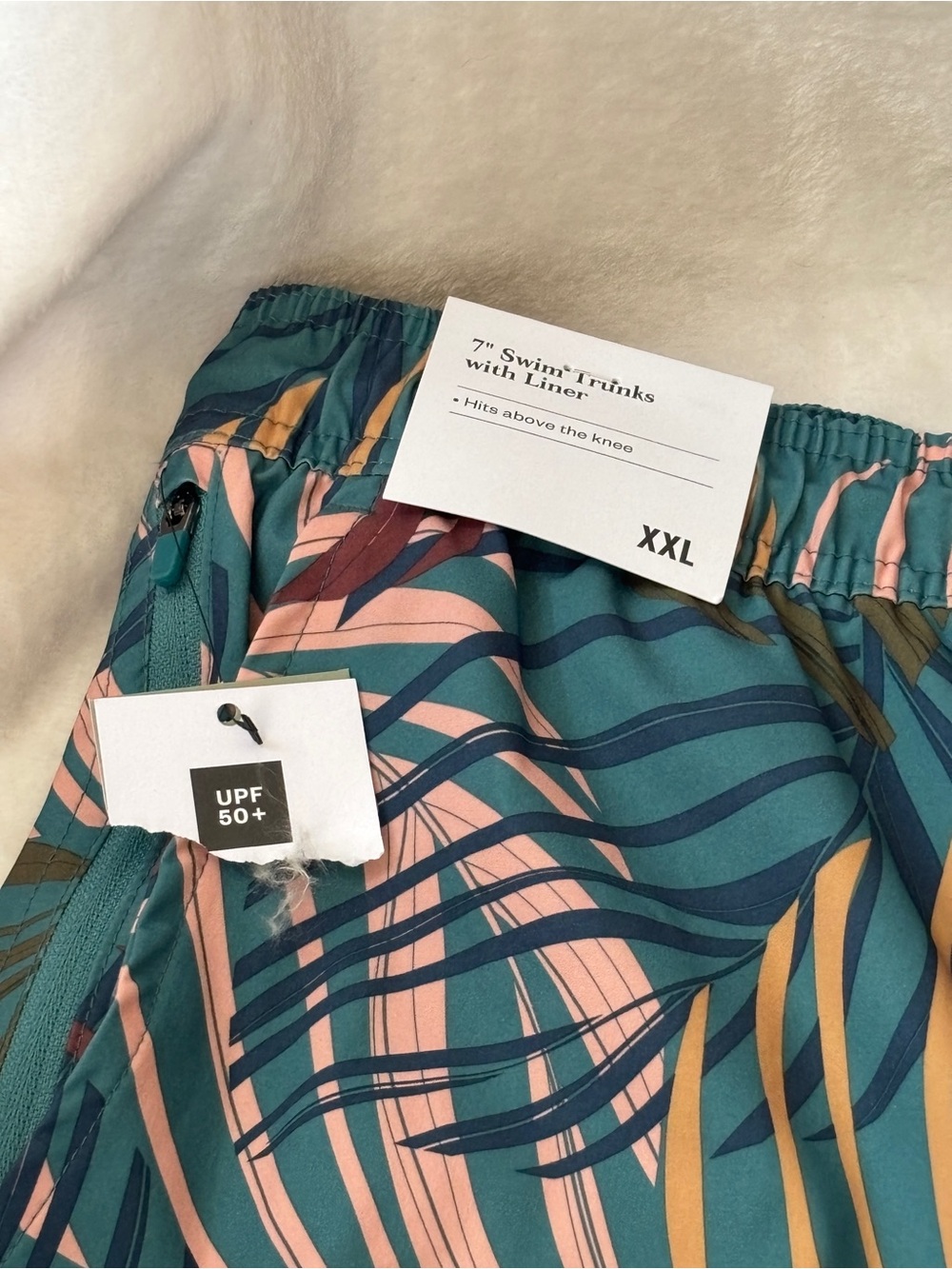 NWT Goodfellow & Co Tropical Leaf Swim Trunks XXL UPF 50+ 7” Inseam